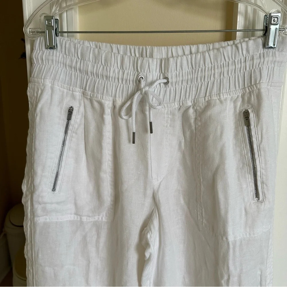Athleta sz 10 White Linen Cabo Wide‎ Leg Pants Summer Beachy Boho Coastal 447244 - Picture 6 of 8